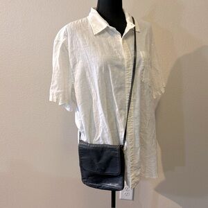 Libaire USA Made Vintage Pebble Black Leather Crossbody Bag Small